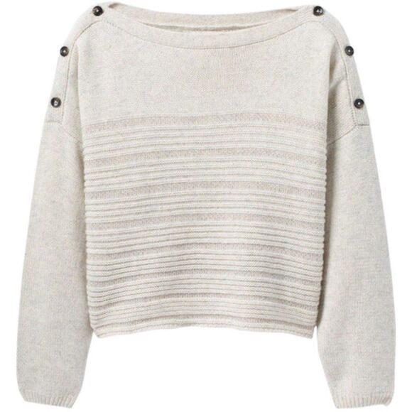 Prana Wool Blend Boatneck Sweater Button Shoulder Oatmeal Phono Sz XL New - Picture 12 of 12